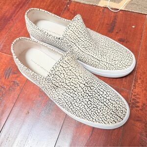 Tiger of Sweden Cream and Black Crackle Slip-On Sneakers